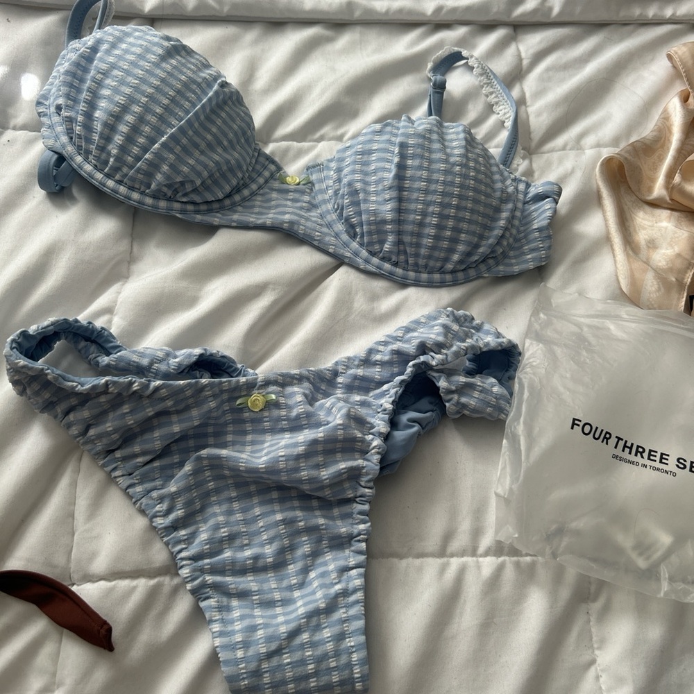 Blue Checkered Bikini Set